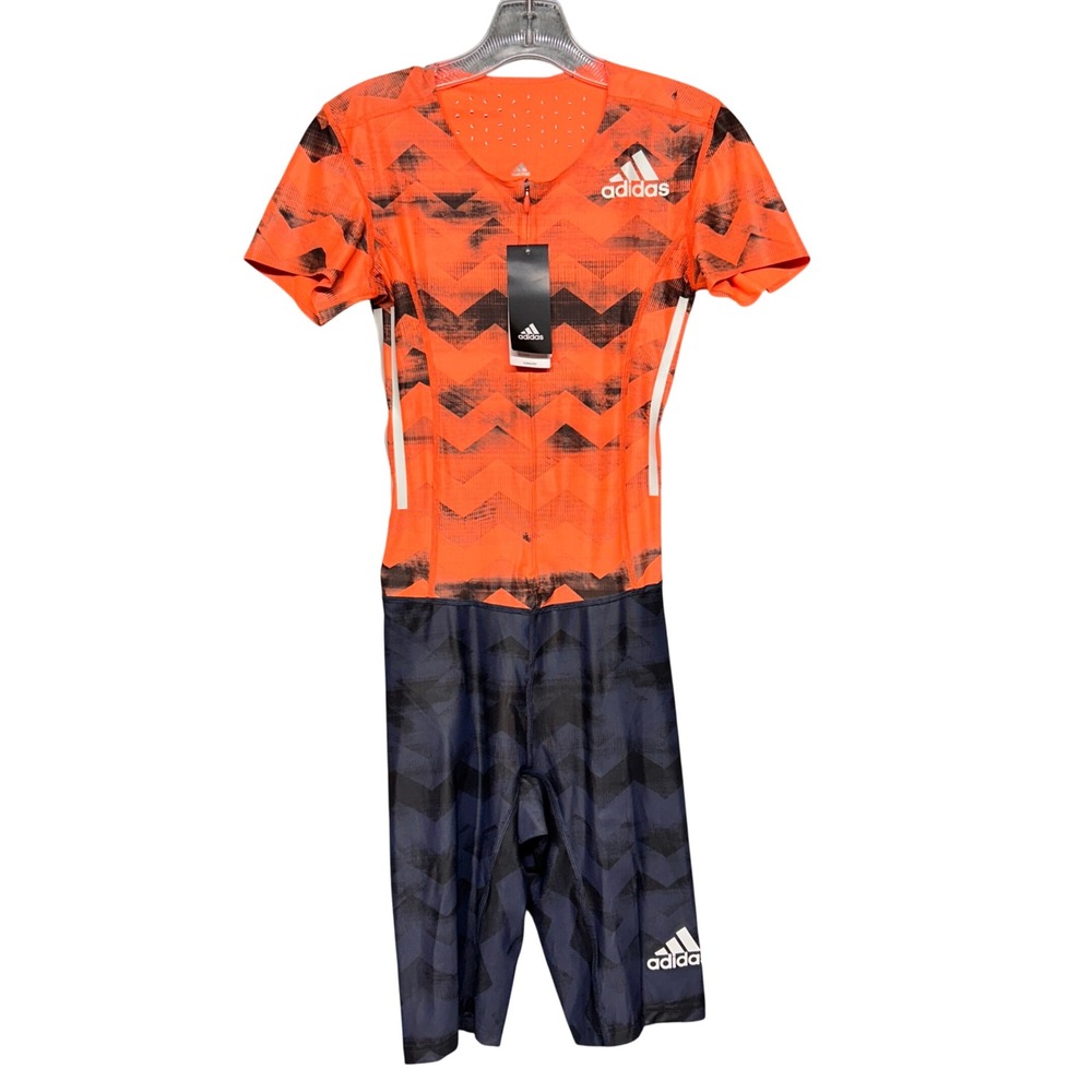 Adidas Energy Running Climachill Speedsuit Women Small Orange Navy NWT CD3158